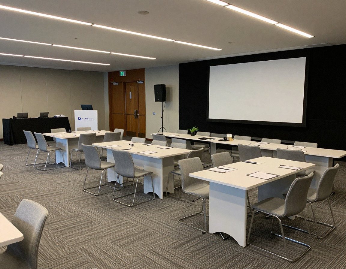 Professional corporate event setup with modern styling